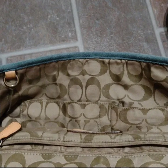 Coach vintage suede blue leather bag satchel tote - Picture 3 of 9